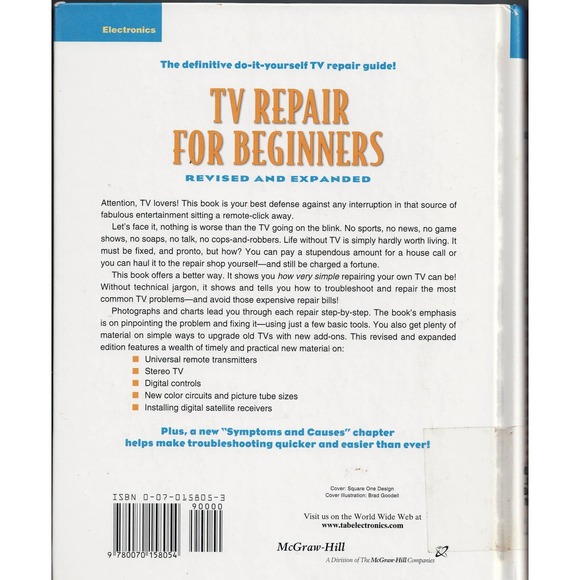 1998 TAB Electronic TV REPAIR FOR BEGINNERS Revised Expanded by Homer L Davidson - Picture 2 of 2